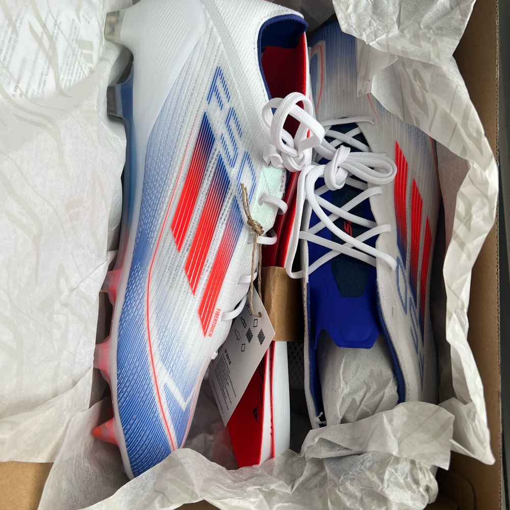 Adidas White and Red Soccer Cleats